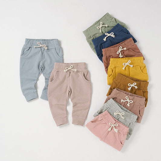 Foreign Trade Children&#039;s Trousers Spring And Autumn Baby Sweatpants Organic Cotton Children&#039;s Pants Drawstring Children&#039;s Sweatpants INS Style Baby Pants