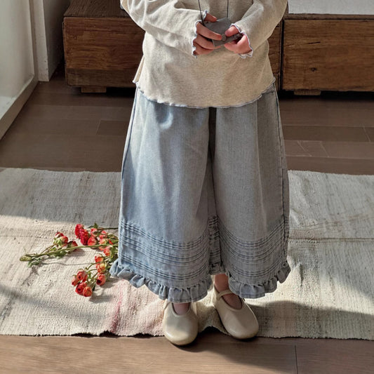 Girls&#039; Pants 2025 Spring And Autumn New Arrival Girls&#039; Korean Style Fashionable High Waist Casual Wide Leg Pants Children&#039;s Ankle-length Jeans