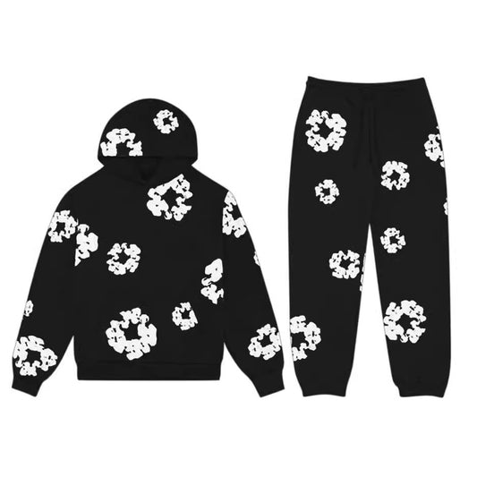 Loose Hooded Couple Set Same Style Fleece-lined Sweat Pants For Men And Women